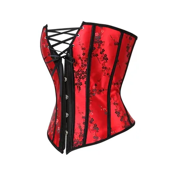 Corset Lingerie For Women Floral Jacquard Overbust Corset Waist Cincher Plum Bustier Sexy Hot Plus Size 5