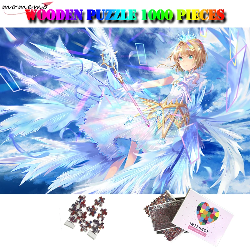 MOMEMO Card Captor Sakura, 1000 деталей, деревянные головоломки, индивидуальные Мультяшные головоломки для взрослых, Детские Обучающие головоломки