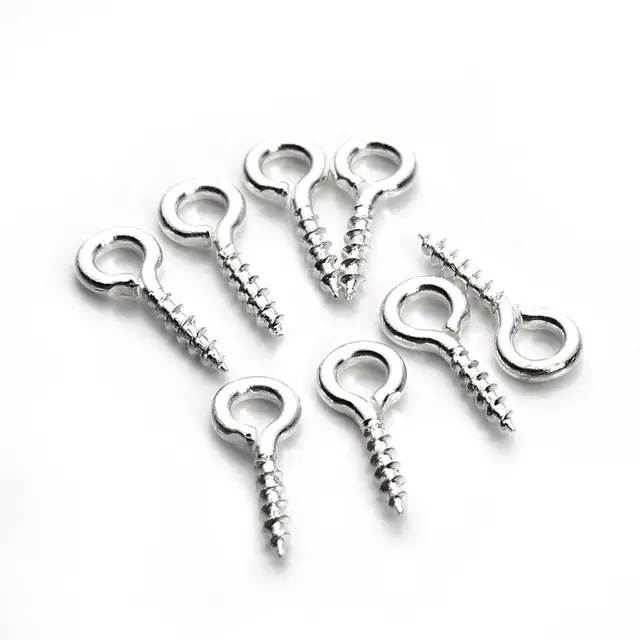 200pcs Small Tiny Mini Eye Pins Eyepins Hooks Eyelets Screw Threaded Gold Clasps Hooks Jewelry Findings For Making DIY Silver