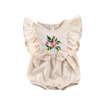 

Toddler Baby Girls Summer Clothing Solid Embroidered Flower Rompers Jumpsuits Newborn Sleeveless Rompers One-Pieces Outfits