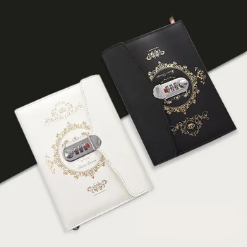 

PU Leather A5 Notebook Journal With Lock Planner Refill Daily Travelers Agenda Password Diary Book Office School Stationery Gift
