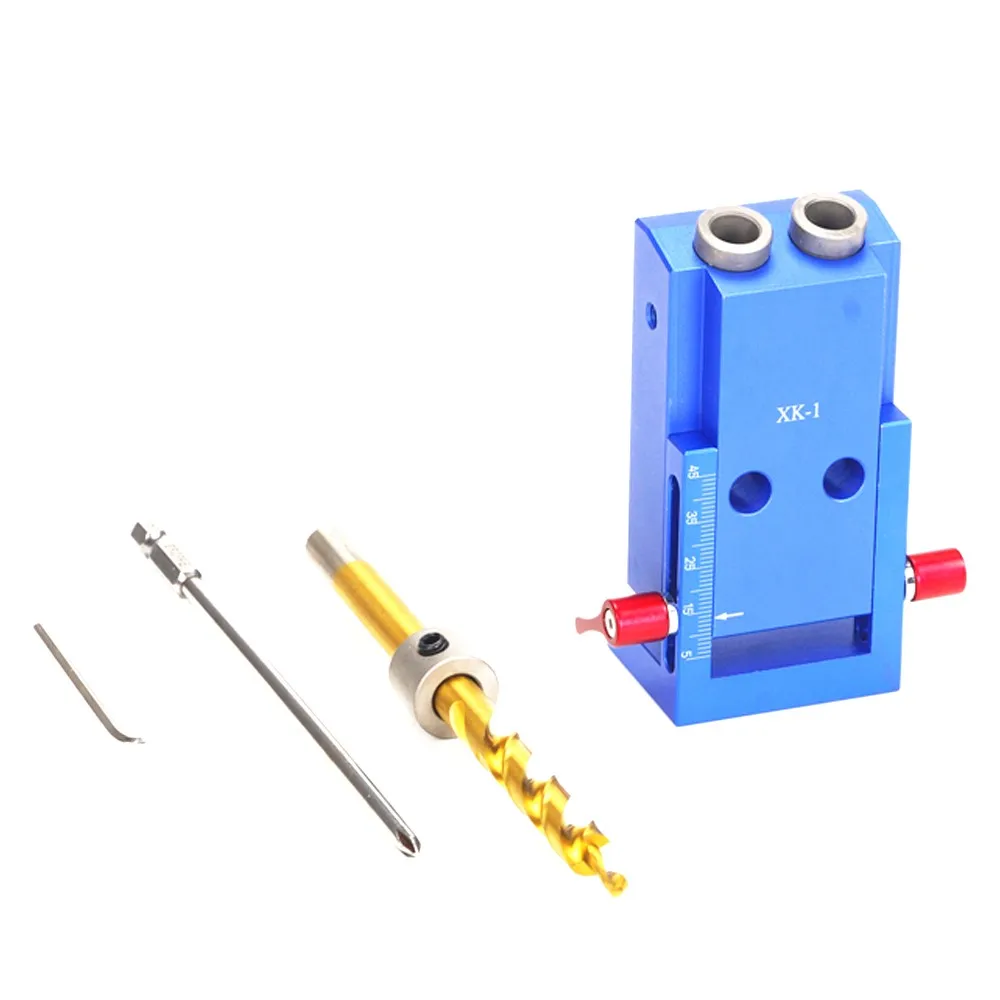 

Pocket Aluminium Alloy Oblique Hole Jig Kit System for Wood Working Punch Locator with 9.5mm Puncher Woodworking Tool Set