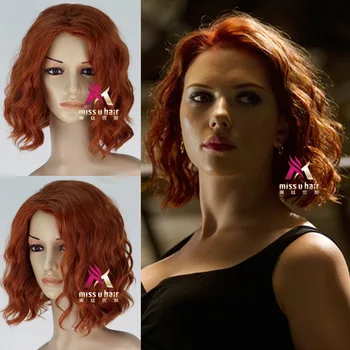 

New Movie Black Widow wig Play Hair The Avengers Comic Cosplay Marvel Halloween Costume Synthetic Refractory Fiber Wigs +wig cap
