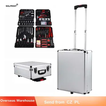 

Aluminum Waterproof Trolley Case Toolbox Hand Tool Set Case Mechanics Kit Box Organize Castors Toolbox Trolley