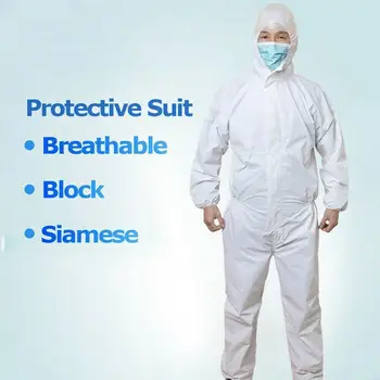 

Disposable Safety Clothing Isolation Suit Protective Clothing White Waterproof Non-Woven Dust-proof Coverall Antistatic One Time