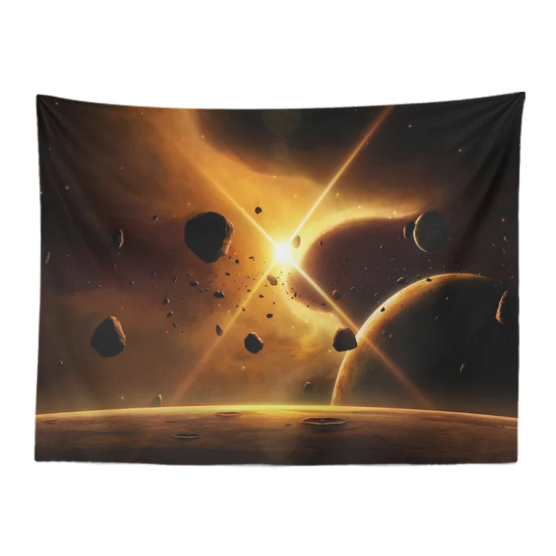 Customized Tapestry Planets Halo Meteor Explosion Wall-Mounted Living Room Decoration 130*150Cm Polyester Non-Slip Picnic Mat