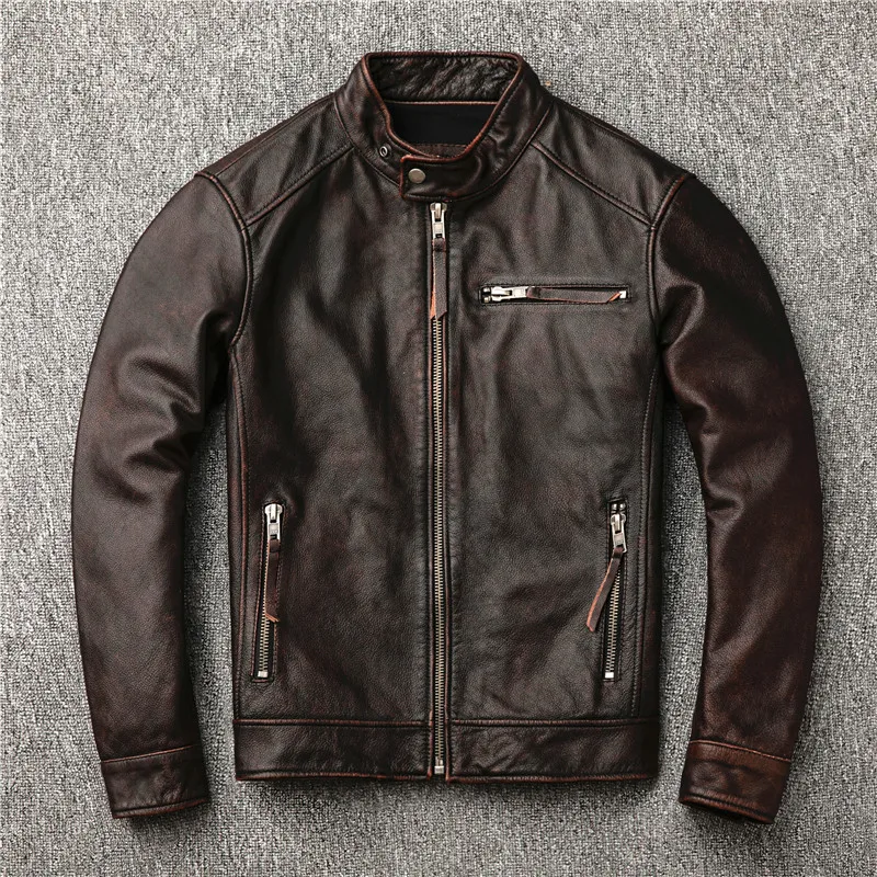

100% Genuine Leather Jacket Men Clothes Autumn Winter Real Cow Leather Jackets Plus Size 5XL Coat