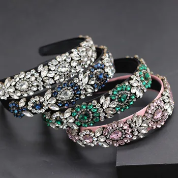 

New Baroque heart-shaped rhinestone fashion geometric flower headband Fashion wild exaggerated personality headband 742