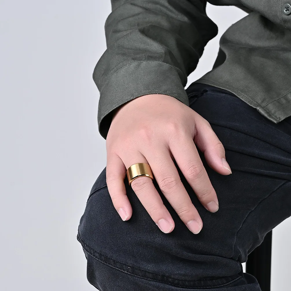 Mens Ring 15mm Chunky Brushed Stainless Steel Wide Punk Band Jewelry