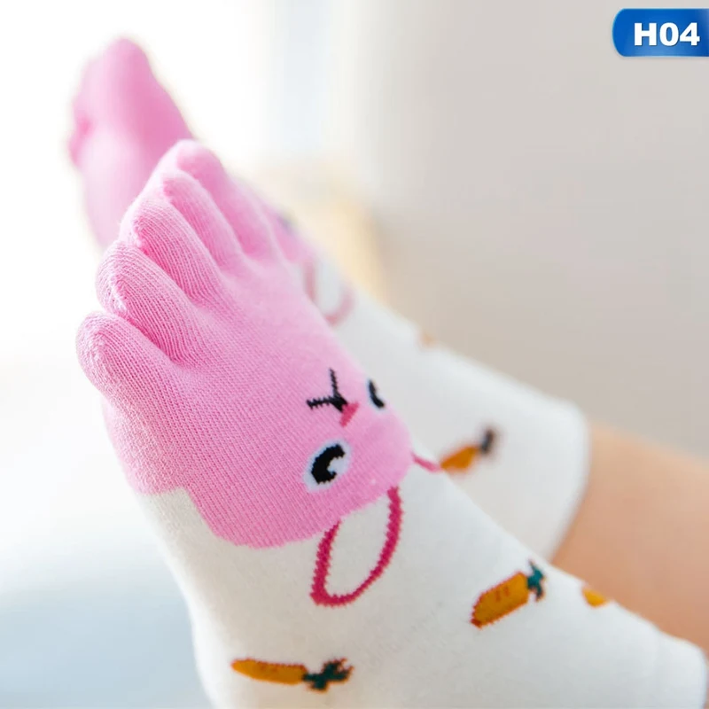 04-S Кавайные детские носки на год хлопковые носки с животными для мальчиков и девочек дешевые носки с носком для детей пять носок с пальцами От 3 до 7 лет/От 7 до 12 лет - Цвет: 04-S