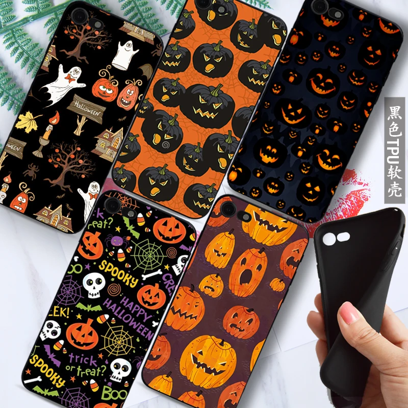 

Skull Pumpkin Boo Spooky Halloween Phone Case For iPhone 11 Pro Max XR X 10 XS MAX 7 8 6 6S Plus 8Plus Case halloween Case Cover