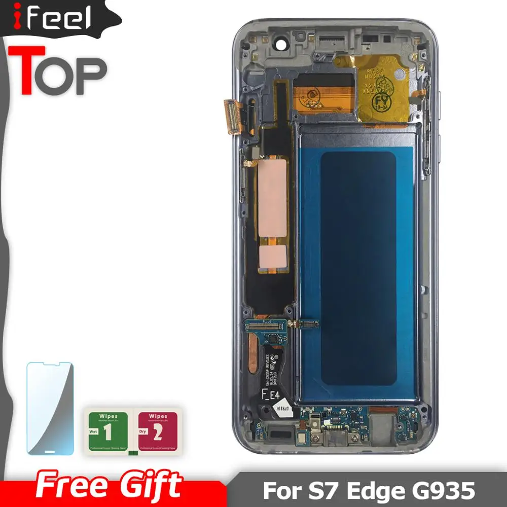 Супер AMOLED 5 ''LCD для SAMSUNG Galaxy s7 edge G935 G935F ЖК дисплей сенсорный экран с рамкой +