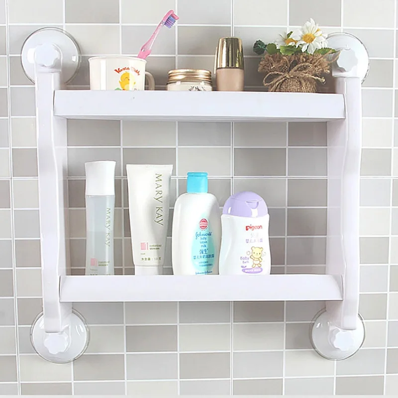 

Manufacturers Direct Selling Seemless Strong Spacious Sucker Storage Shelf Storage Box Double Layer Kitchen Bathroom Rack