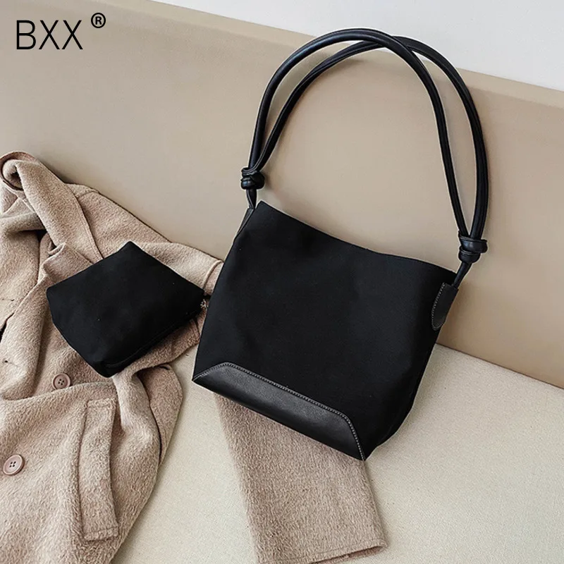 

[BXX] Canvas Shoulder Bags For Women 2020 Large Capacity Simple Handbags Female Shoulder Messenger Bag Fashion Hand Bag HK233