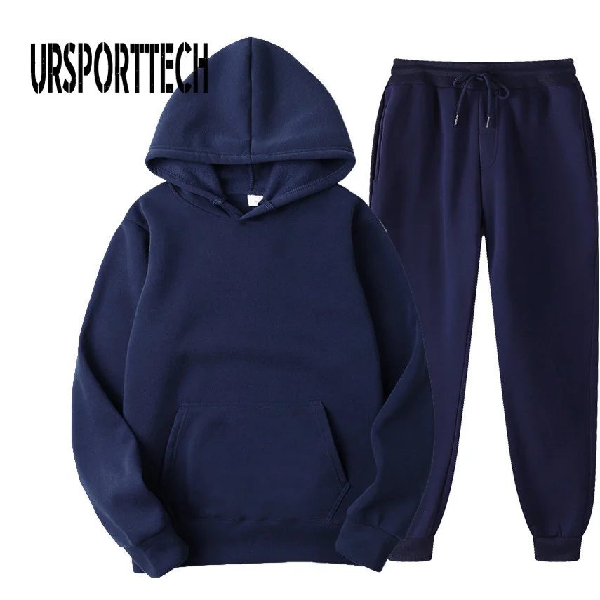 Tracksuit Men Set Pants Sportswear-Set Hoodies URSPORTTECH Two-Piece Mens Casual New