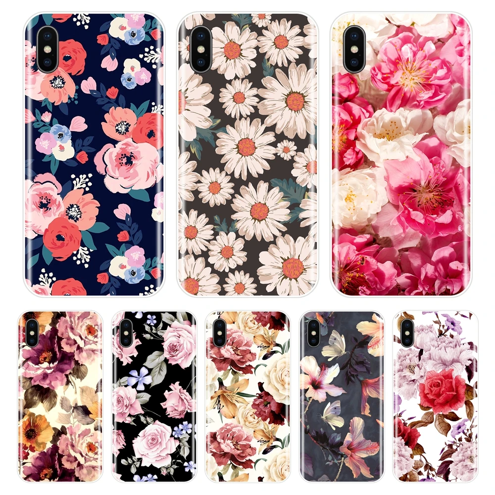 Phone Case for iPhone X 10 8 7 6S 6 S Plus Soft Silicone TPU Cute Flower Floral Back Cover 6Plus 7Pus 8Plus |