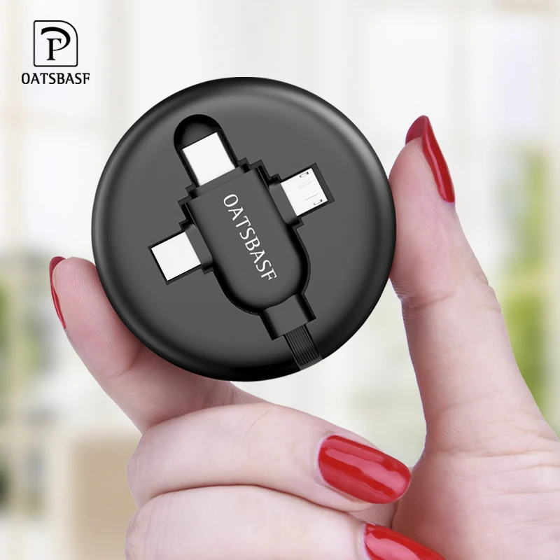 Oatsbasf usb type c iphonexr 3 в 1 кабель micro usb зарядное устройство xio mi oneplus 6t hua wei xiao mi redmi note 7 зарядный кабель