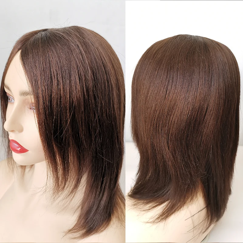 DreamDiana Brazilian Hair Wigs Remy Silky Straight Hair Wig Natural #2 100% Human Bob Wig 150 Density Full Machine Made