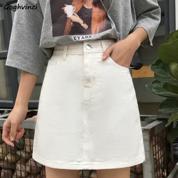 

Skirts Women High Waist A-Line Solid Simple Button Zipper Pockets Korean Chic Fashion Trendy Womens Streetwear All-match Leisure