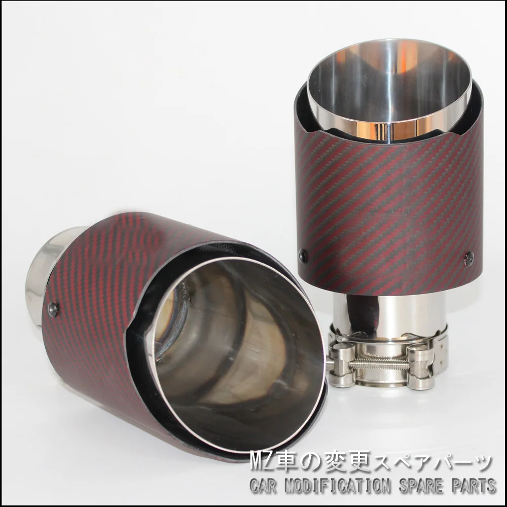 1Pcs 63mm 101mm Carbon fiber + stainless steel universal Auto A.K exhaust tip tailtip end pipe for bmw vw golf car styling | Автомобили и