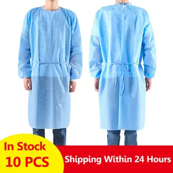 

10PCS/set Disposable Bandage Coveralls Gown Dust-proof Isolation Clothes Labour Suit Non-woven Security Protection Clothes