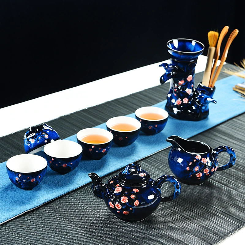 

Royal Spring Fambe Hand Ceramics Kung Fu Tea Have Suit Semi-automatic Concise A Complete Set Tea Set Side Hold Teapot
