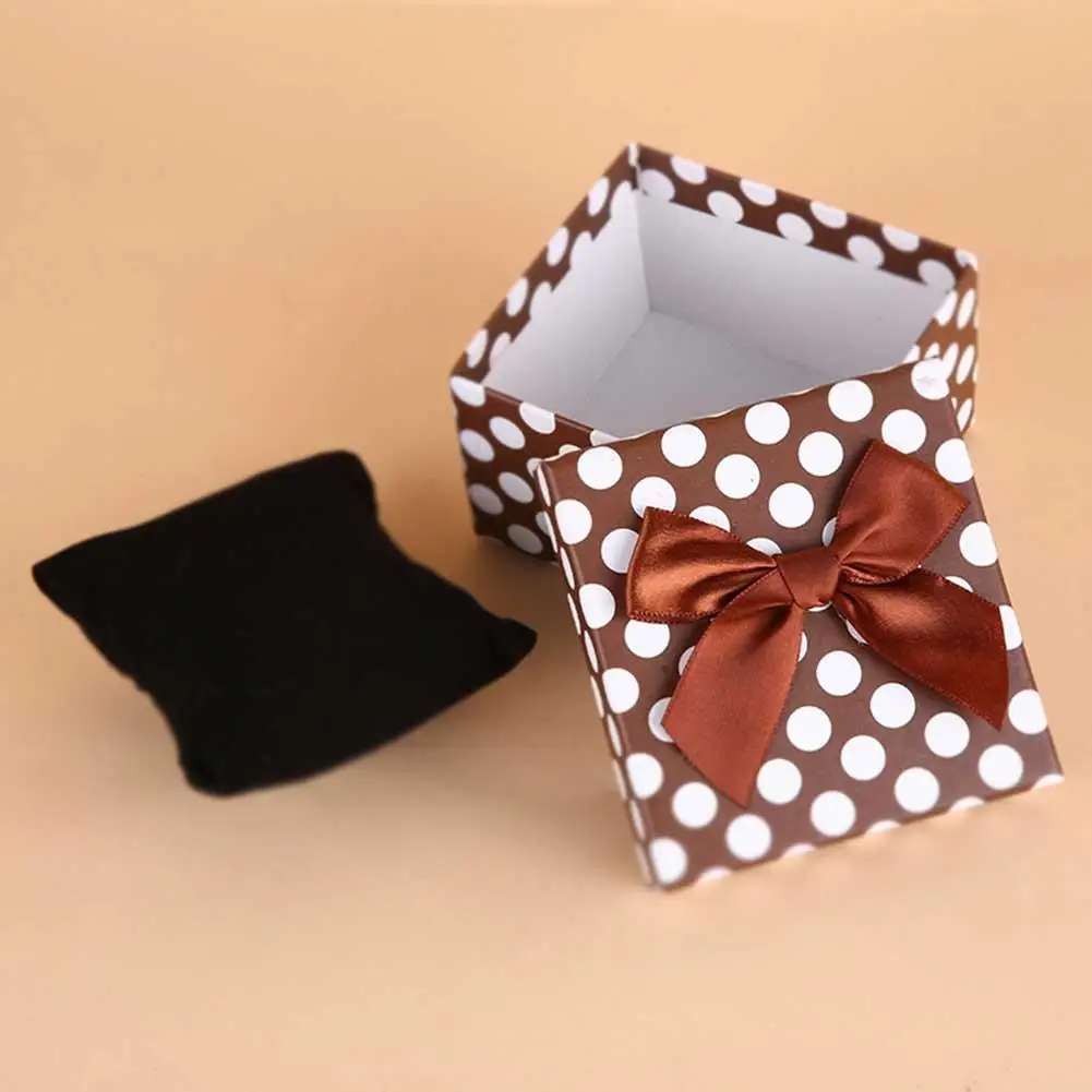 Инновационная подарочная коробка упаковочная коробка в крапинку коробочка с бантиком квадратная коробка для ювелирных изделий картонная коробка для часов