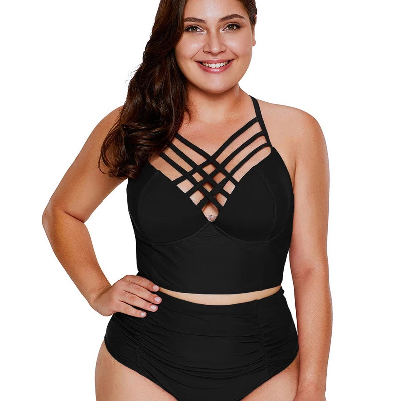 black bathing suit high waisted