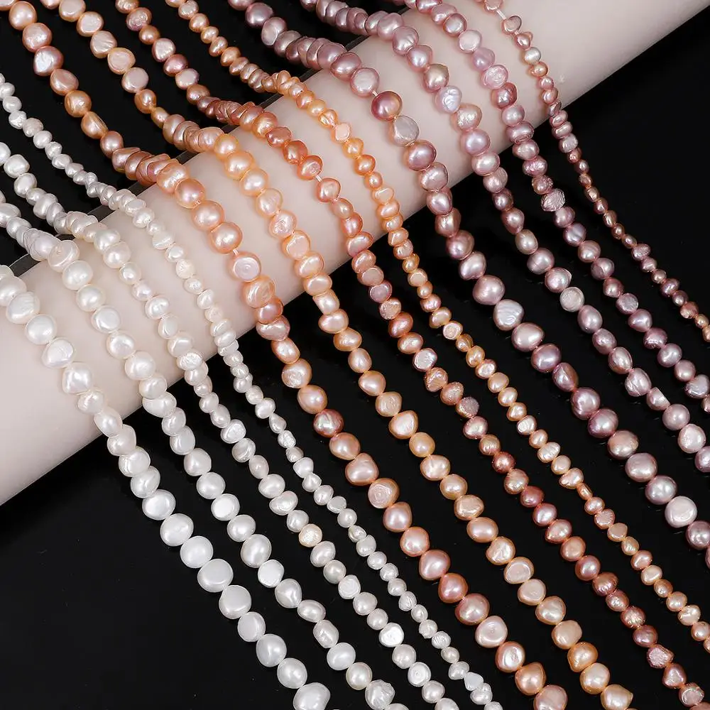 Fine 100% Natural Freshwater Pearl Beads Pink White Irregular Rice Beads For Jewelry Making DIY Bracelet Necklace Earrings