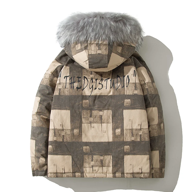 Parka Men Coats Winter Jacket Men Thicken Warm Fur Hooded Plaid Outwear Short Men Coat Casual Men's Winter Jackets