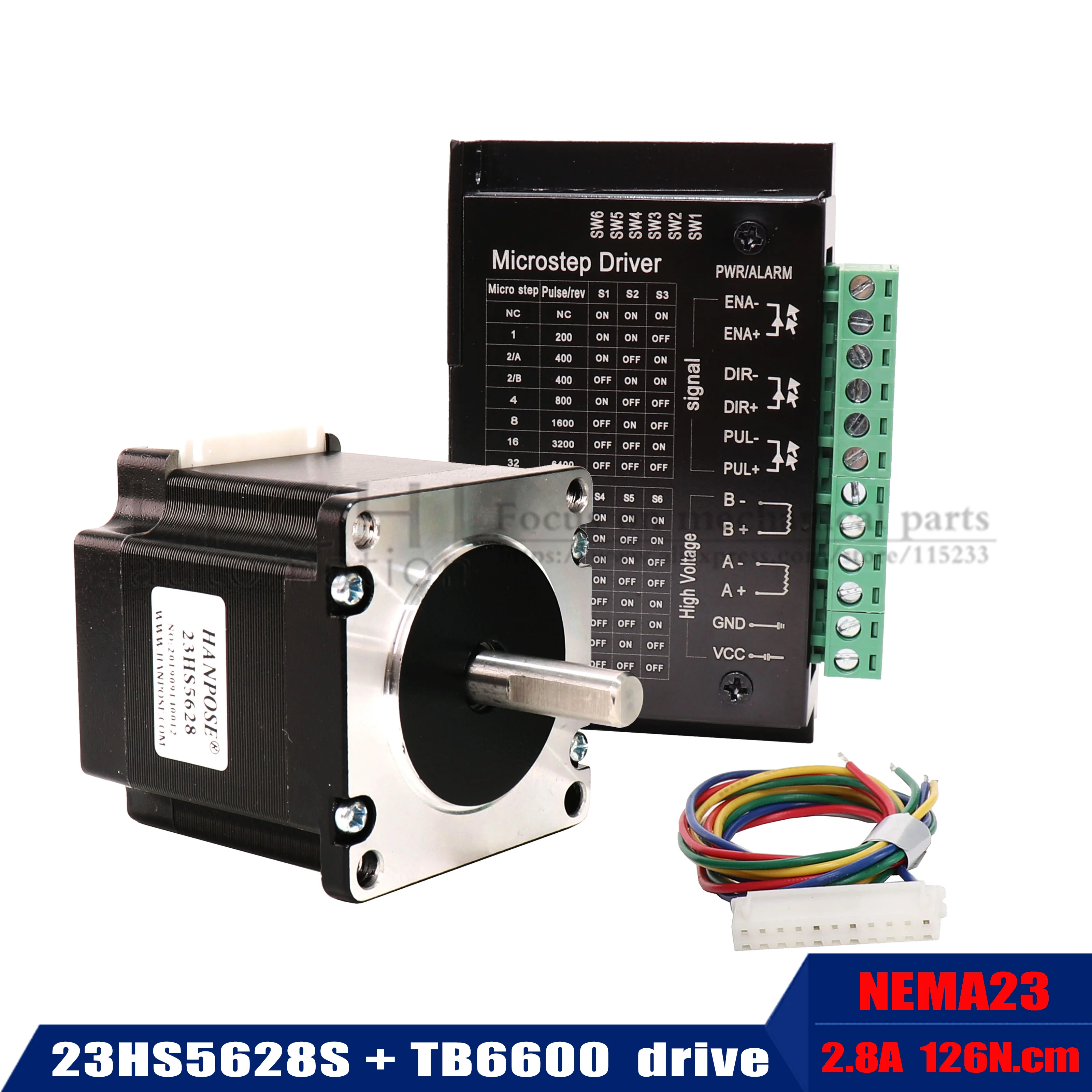 

Free shipping Nema 23 23HS5628 Stepper Motor 57 motor 2.8A with TB6600 stepper motor driver NEMA17 23 for CNC and 3D printer