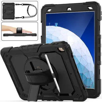 

HXCASE 360 Rotation Hand Strap&Kickstand Silicone Tablet Case for iPad Air 3 Cases 2019 for чехлы для iPad Pro 10.5 Cover