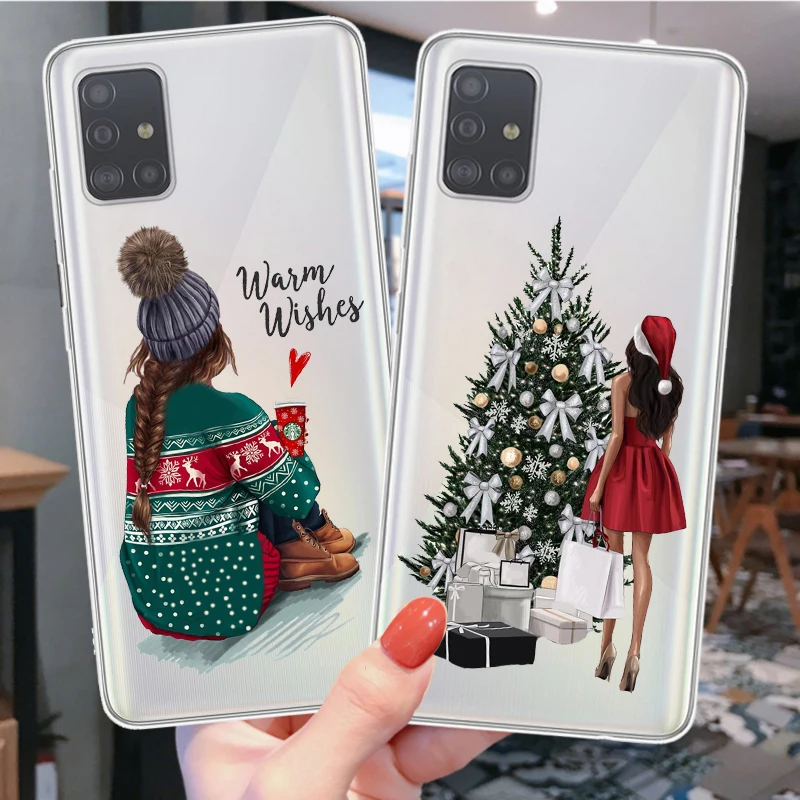 Рождественский Модный чехол с рисунком оленя для девочек Samsungs S20 Plus S7 Edeg S8 S9 S10