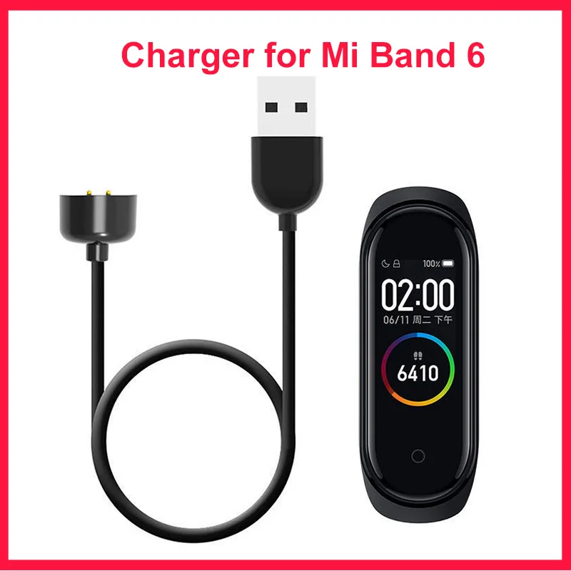 Зарядный кабель для Xiaomi Mi Band 6/Mi 5 USB-кабель зарядки и передачи данных В черный