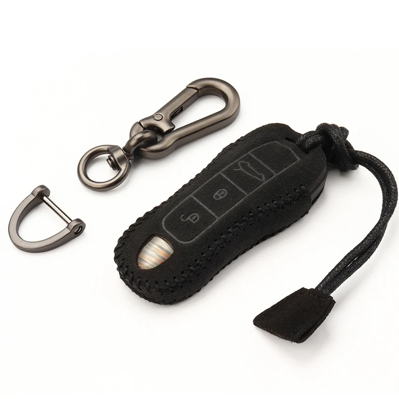 Ключ-кошелек для Porsche Матовый кожаный Автомобильный ключ-держатель Чехол подходит для Panameras автомобильный пульт дистанционного ключа защитный чехол сумка - Название цвета: key bag metalchain