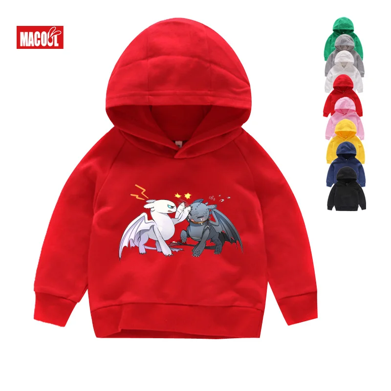 Kids Hoodies Детские толстовки с капюшоном, милые мужские топы, толстовки с капюшоном с изображением дракона, летняя серая одежда, хлопковые толстовки - Цвет: Kids Hoodies