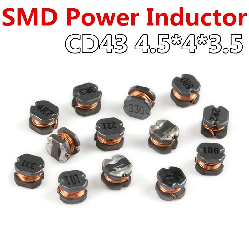 Assorted Pack of CD43 SMD Power Inductors - 20 Pieces with Various UH and MH Values