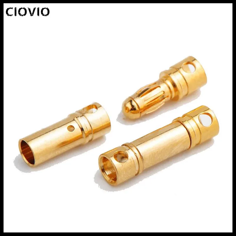 183 CIOVIO 50Pairs(=100pcslot) 3.5mm Gold Plated Male Female Bullet Banana Connector Plug For ESC Battery Motor
