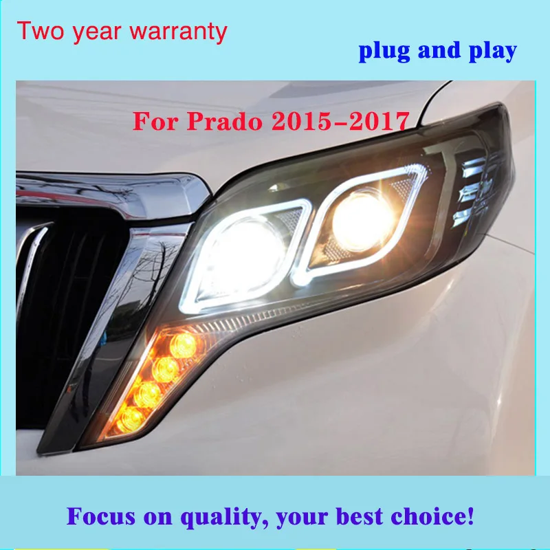 Автомобильный Стайлинг для Toyota- Prado светодиодный налобный фонарь светодиодный DRL Hid головной фонарь Ангел глаз биксенон двойной луч фары аксессуары