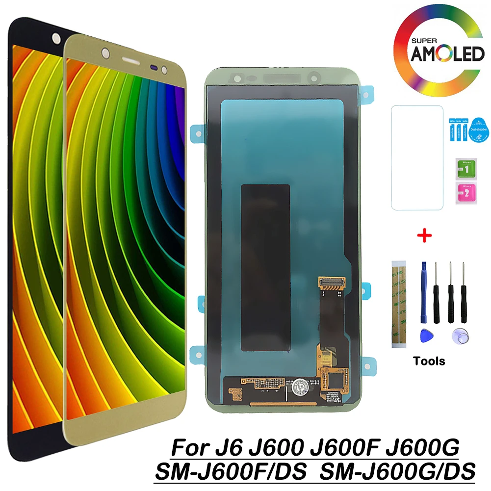 

Super AMOLED LCD For Samsung Galaxy J6 J600 J600F J600G Screen LCD Display 5.6'' Sent tools Screen Protector