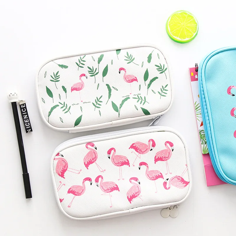 3 цвета кавайный чехол для карандаша фламинго Подарочный школьный пенал