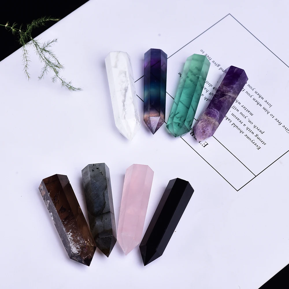 1pc 50-60mm Natural crystal Hexagonal Column Crystal Point Healing Wand Mineral Stone Study Room Decoration Craft 1pc 50-60mm Natural crystal Hexagonal Column Crystal Point Healing Wand Mineral Stone Study Room Decoration Craft