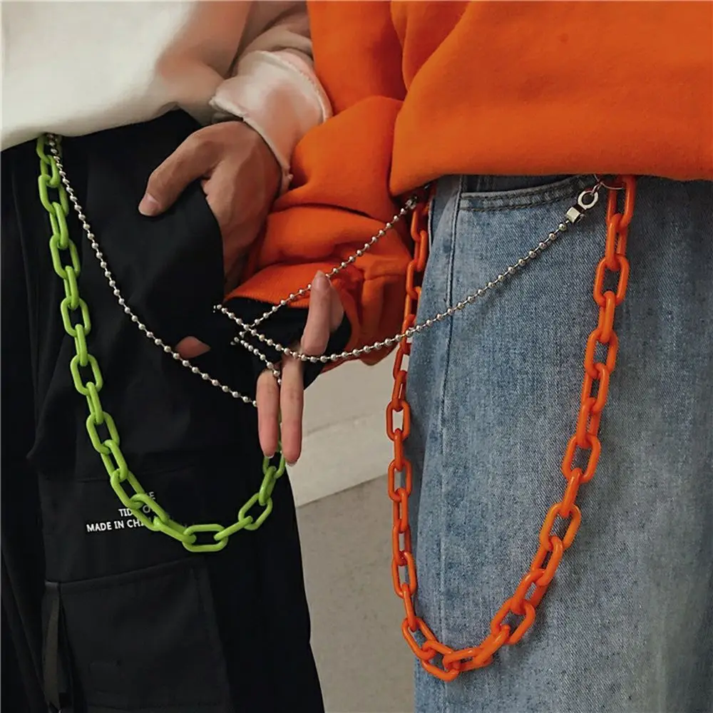 Punk Chain On The Jeans Women Men Keychain Hook Hip-hop Waist Chains Belts For Pants Hipster E Girl Boy Trouser Accessories bullhide belts