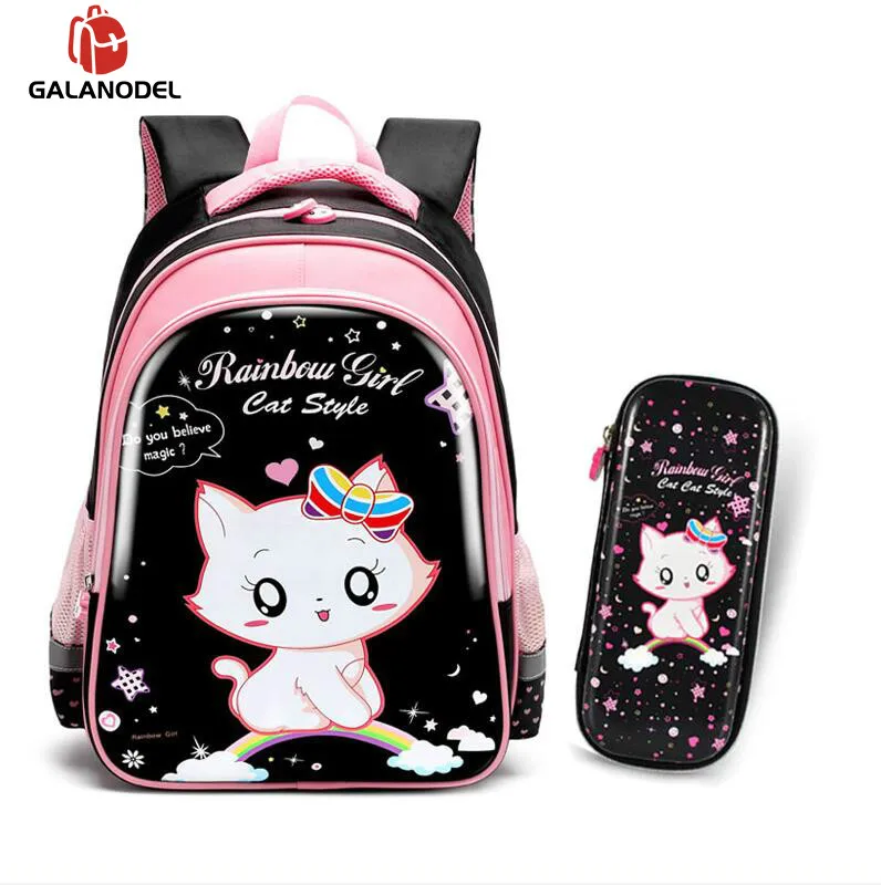 Вырезанная кошка школьная сумка для девочек с мультяшным рисунком Рюкзак Водонепроницаемый Нейлон Детская сумка Mochila Infantil рюкзак - Цвет: Big4