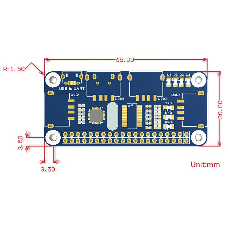 4 Ports USB HUB HAT For Raspberry Pi 3 2 Zero W Extension Board USB To 2