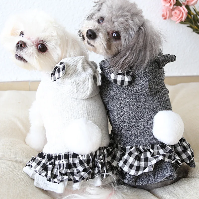 Зимние комбинезоны для собак, утолщенная флисовая одежда для собак, одежда для маленьких собак, плед, мягкое теплое милое платье, пальто, комбинезон для щенка