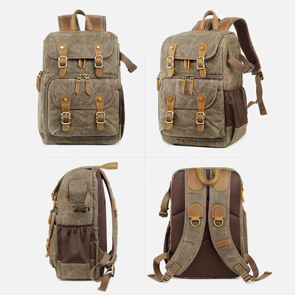 

Large Capacity Laptop Men Batik Canvas Zipper Photography Backpack Shopping Casual Outdoor Camera Solid Wear-resistant Travel