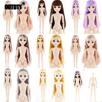 

42 Cm For Bjd Doll 24 Ball Jointed Doll DIY Naked Body Curly Straight Hair Girl's Gift with 3D Eyes Head Dolls Toys for Girls