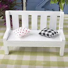 Современные Простые миниатюрные деревянные скамейки подушки малыш кукольный домик украшения для домашнего сада мебель аксессуар