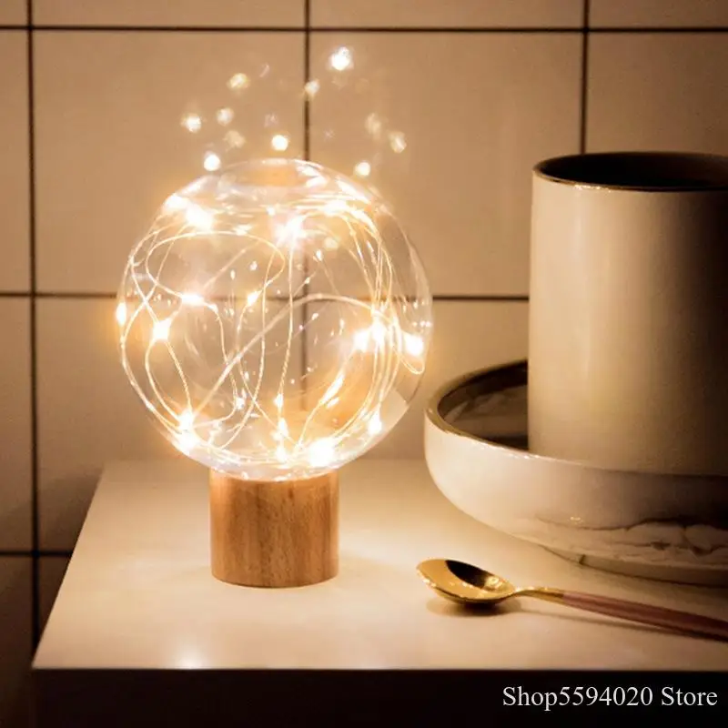 

Star Night Light Moon USB Charging Bedroom Bedside Ball Log Children's Room Night Light Led Night Light Wood Base Holiday Gift